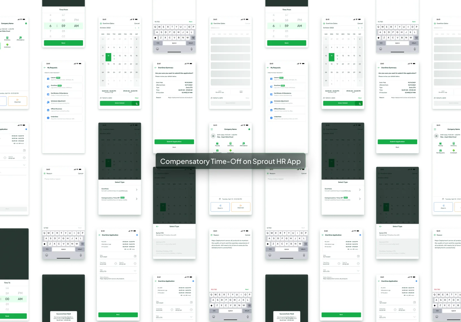 A mosaic gallery of the final CTO screens across the whole flow.