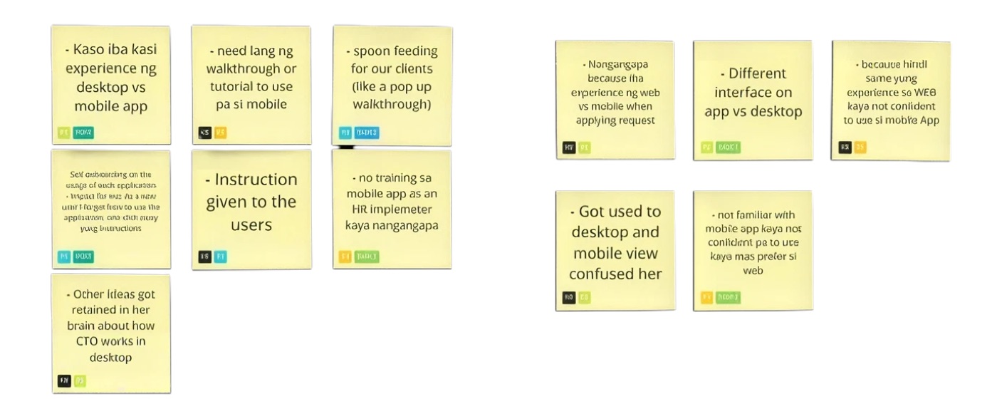 Usability test session notes and clips.