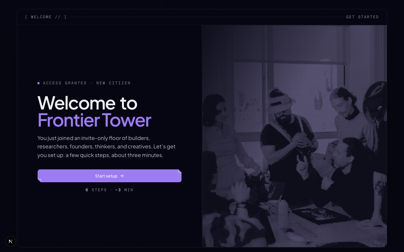 The onboarding guided flow.